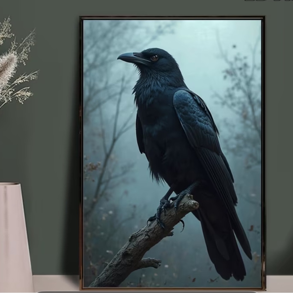 Elegant Black Bird Wall Art Raven - Picture 2 of 5
